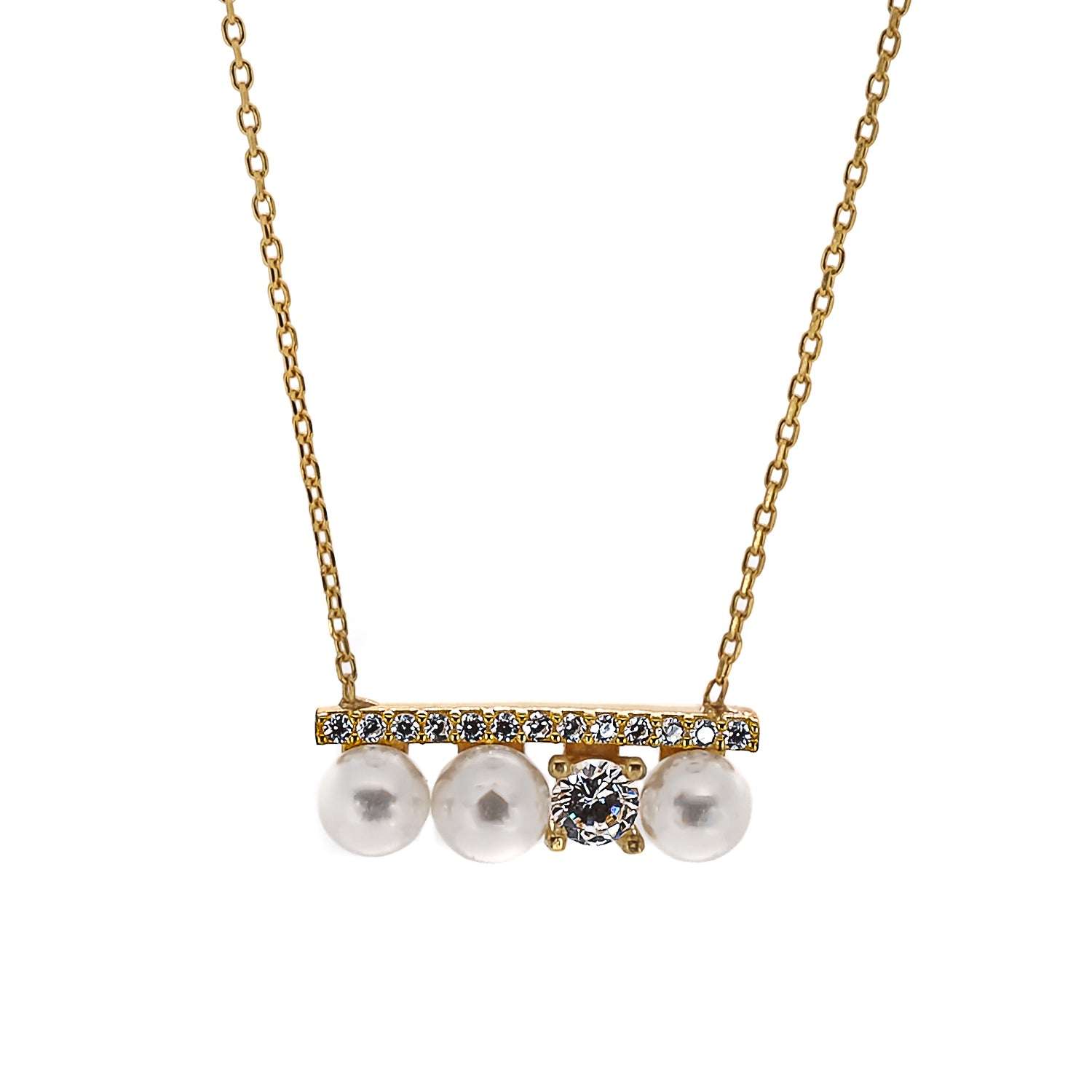 Pearl &amp; Diamond Gold Necklace - Timeless beauty and contemporary chic.