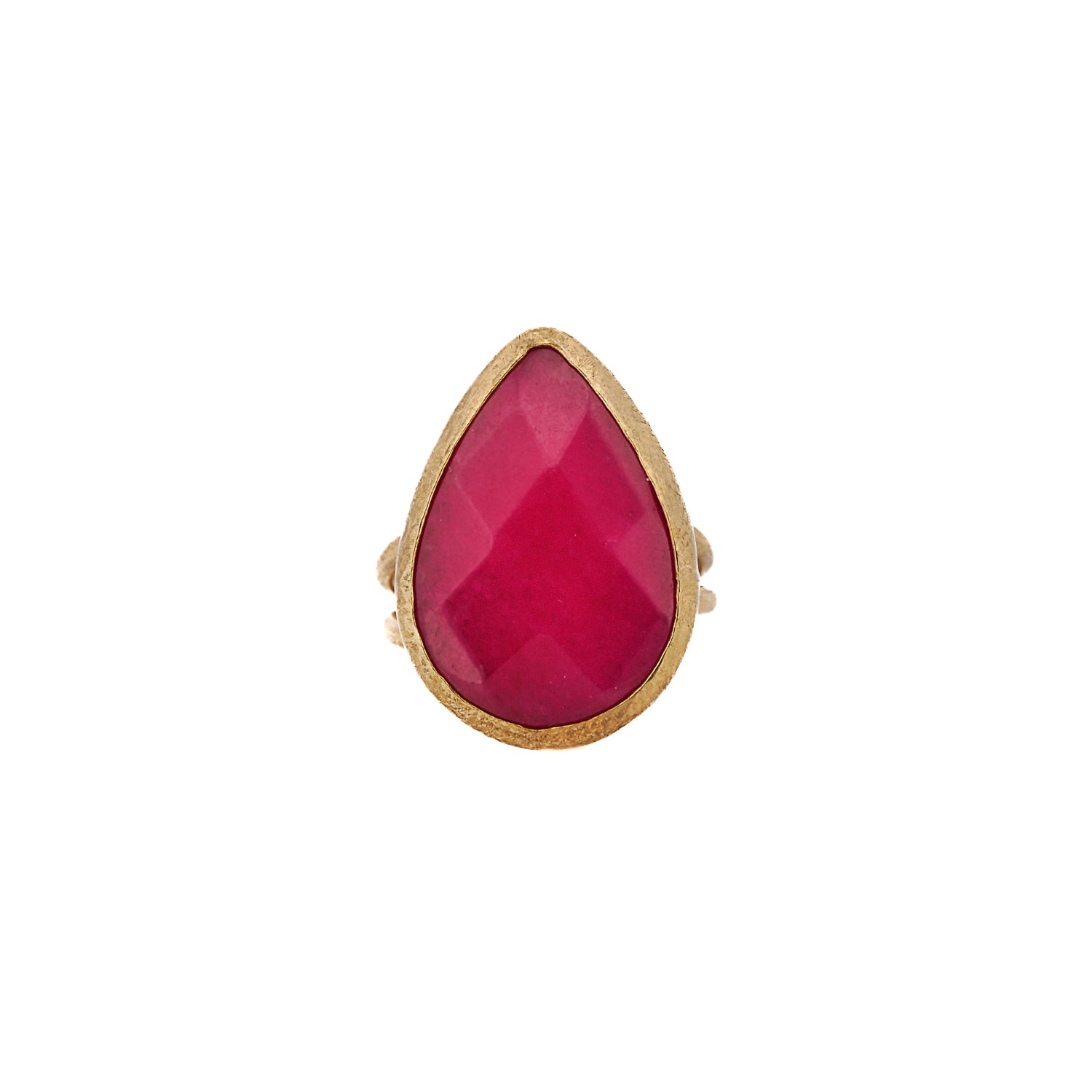 Pink Gemstone Gold Pear Ring