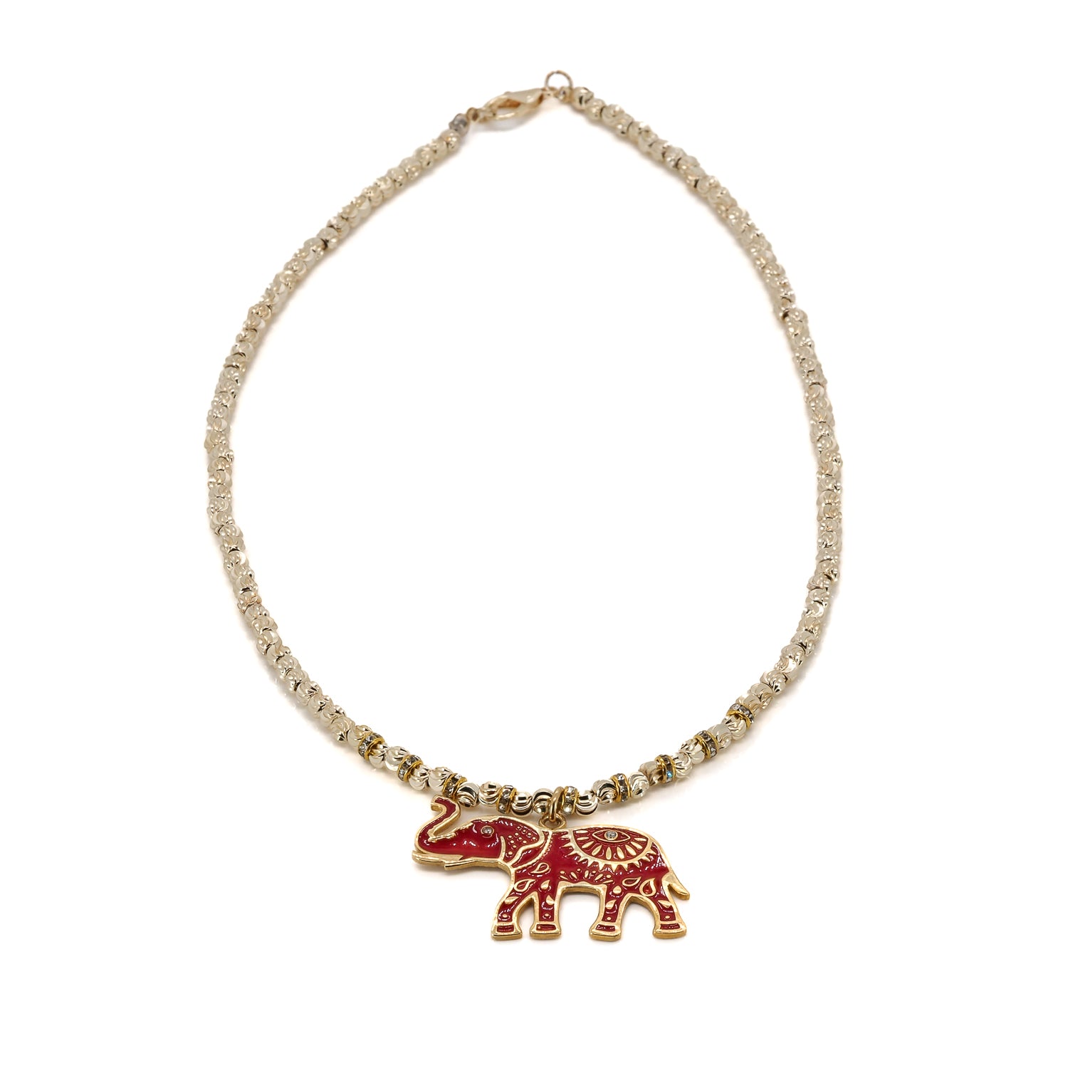 Powerful Red Elephant Gold Chain Necklace