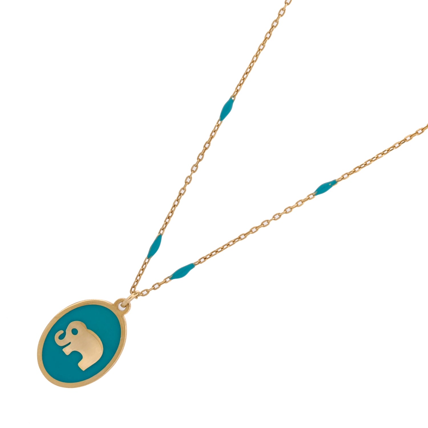 Luxurious Turquoise and Gold Elephant Pendant Necklace
