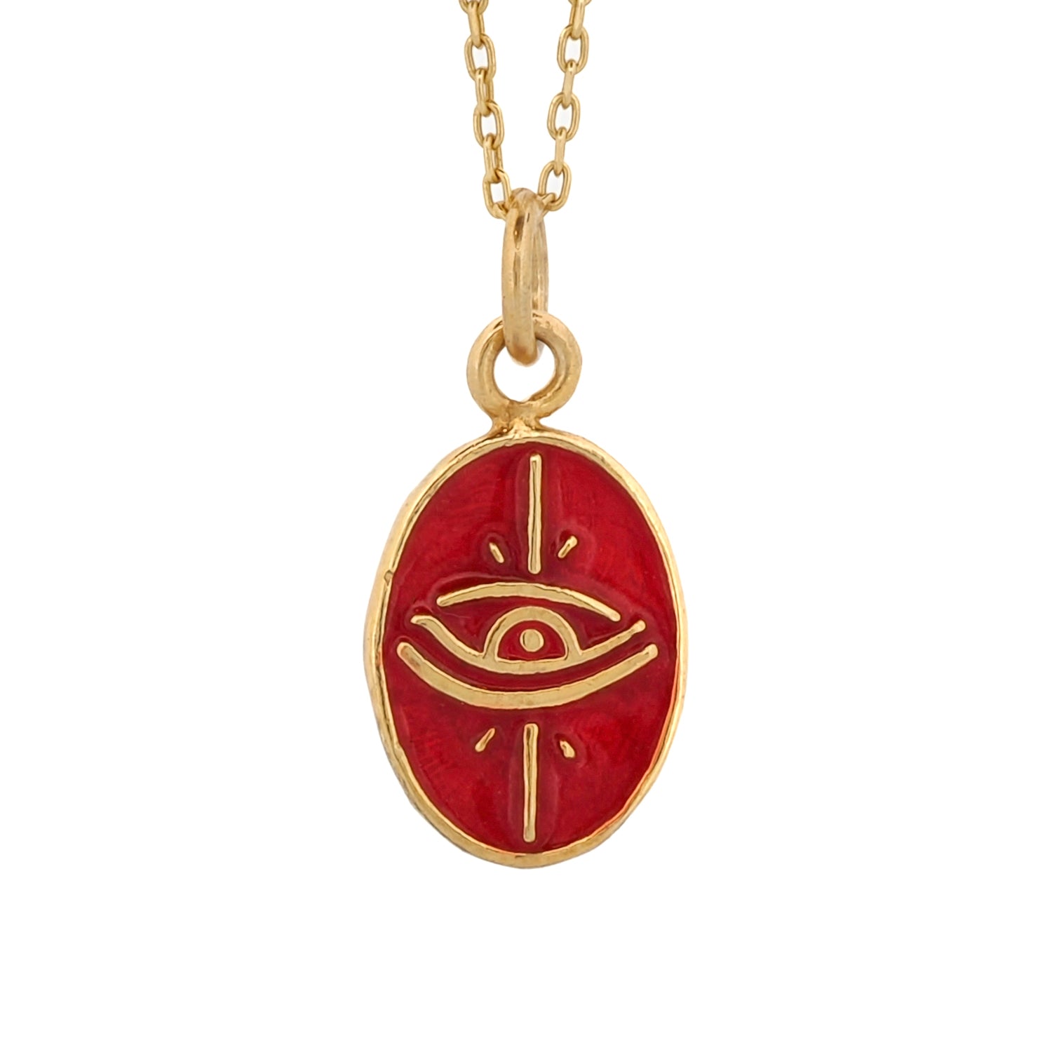 Red Enamel Evil eye Minimalist Gold Protective Necklace