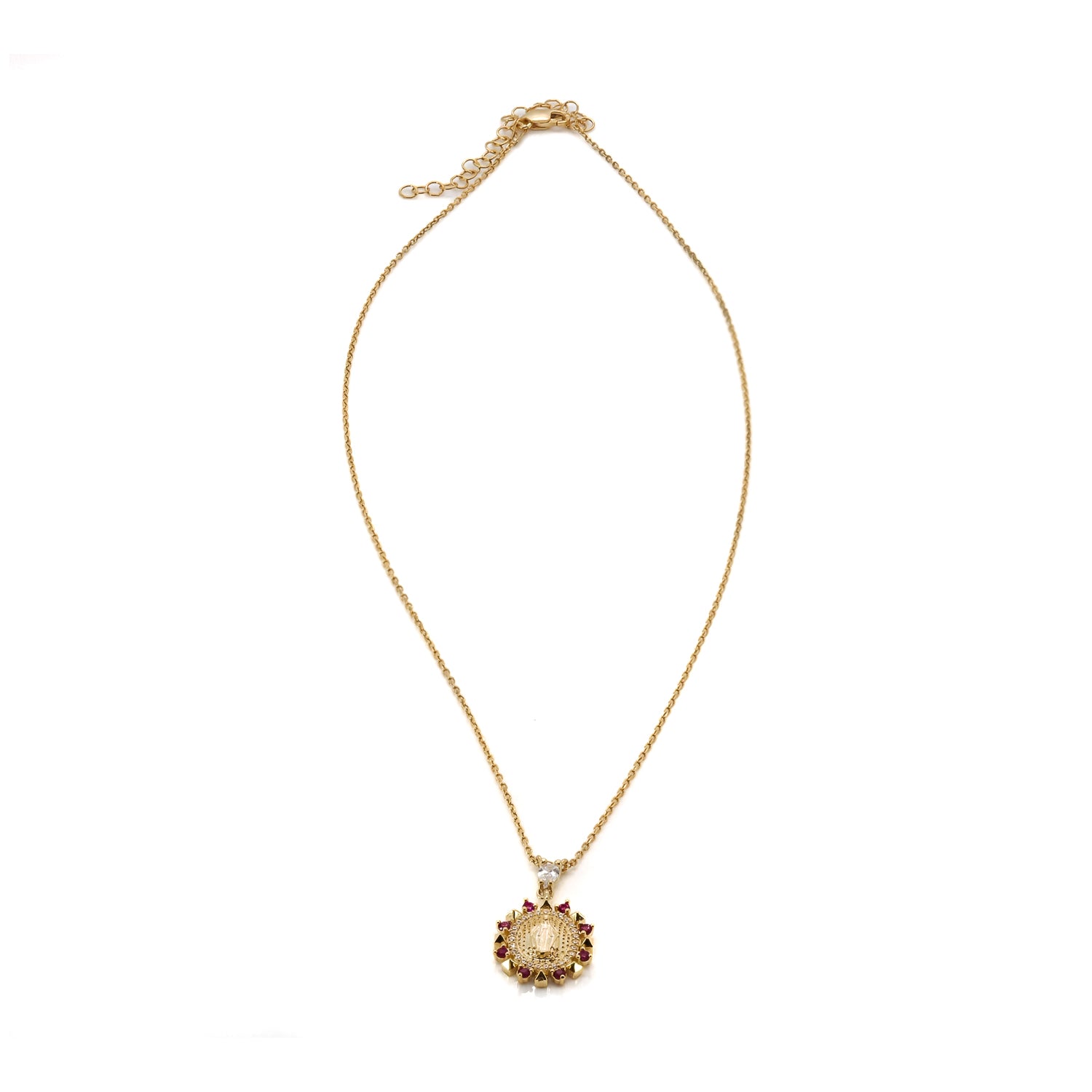 Gold Chain Necklace featuring Pink Swarovski and CZ Diamond accents.
