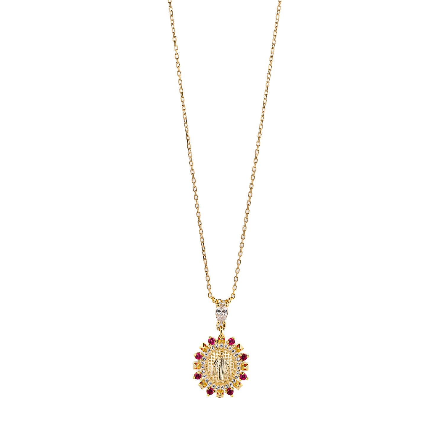 Necklace with Pink Swarovski Crystal and CZ Diamond accents.