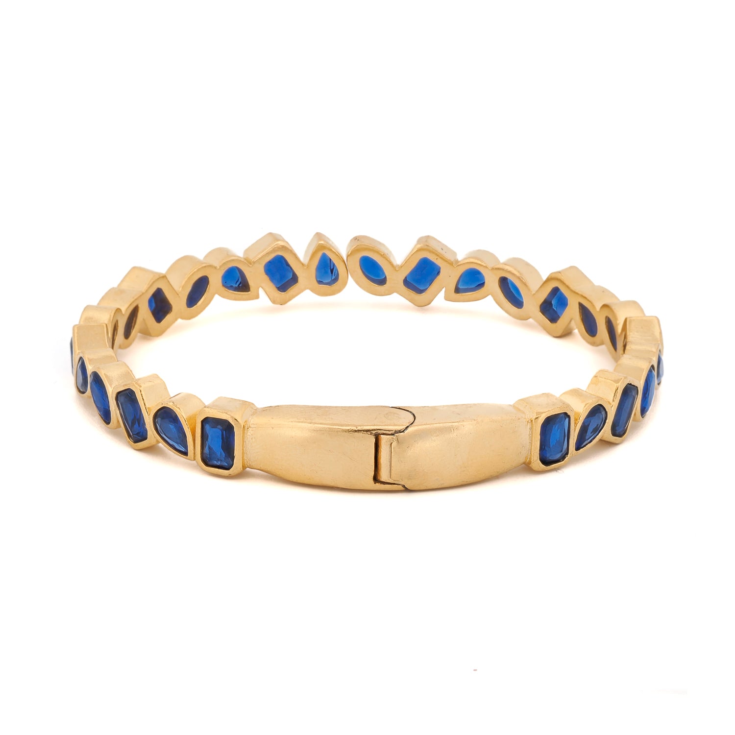Artisan Handmade Sapphire Stone Bangle with Gold Plating
