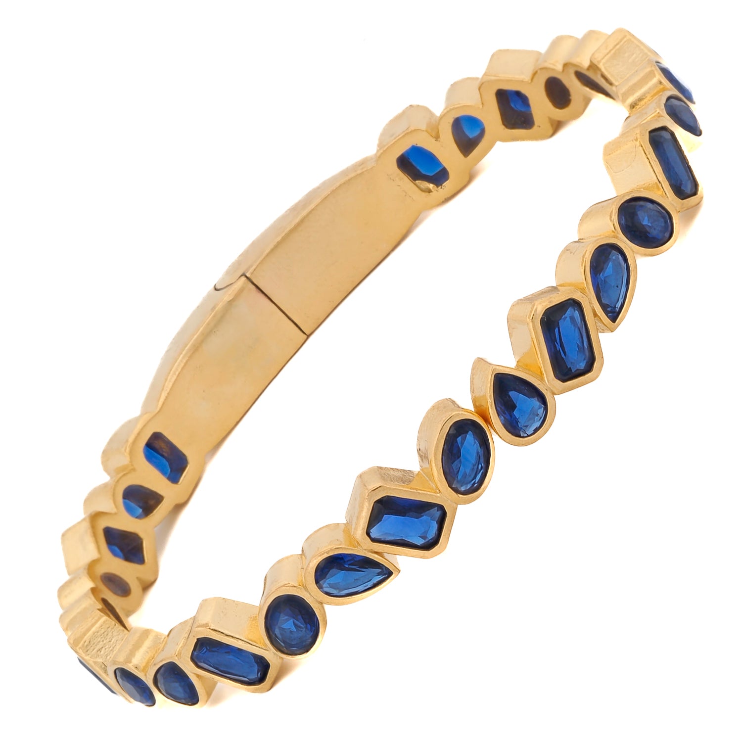 Adjustable Majestic Sapphire Stone Bangle Bracelet
