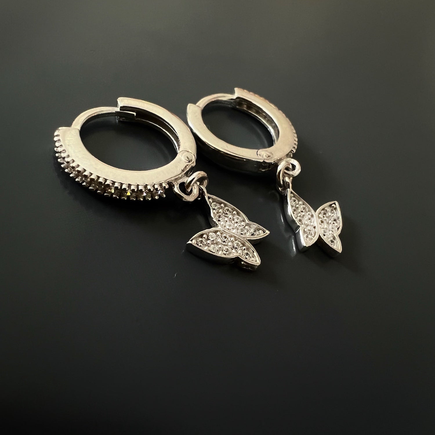 Elegant and timeless Silver Sparkly Butterfly Earrings, perfect for any occasion