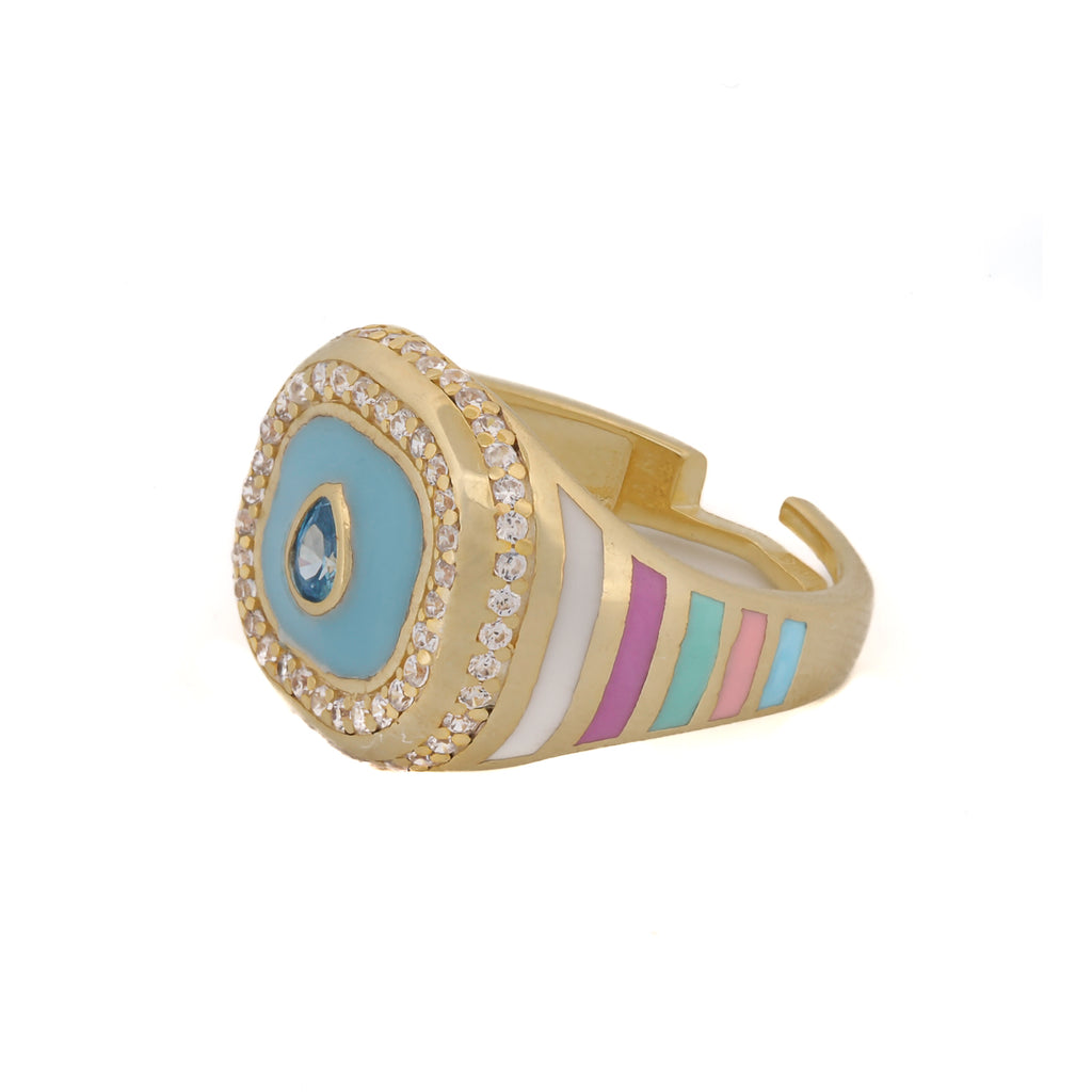 Spring Color Ring Sky Pastel Colors Diamond & Gold Spring Statement Ring | Ebru Jewelry
