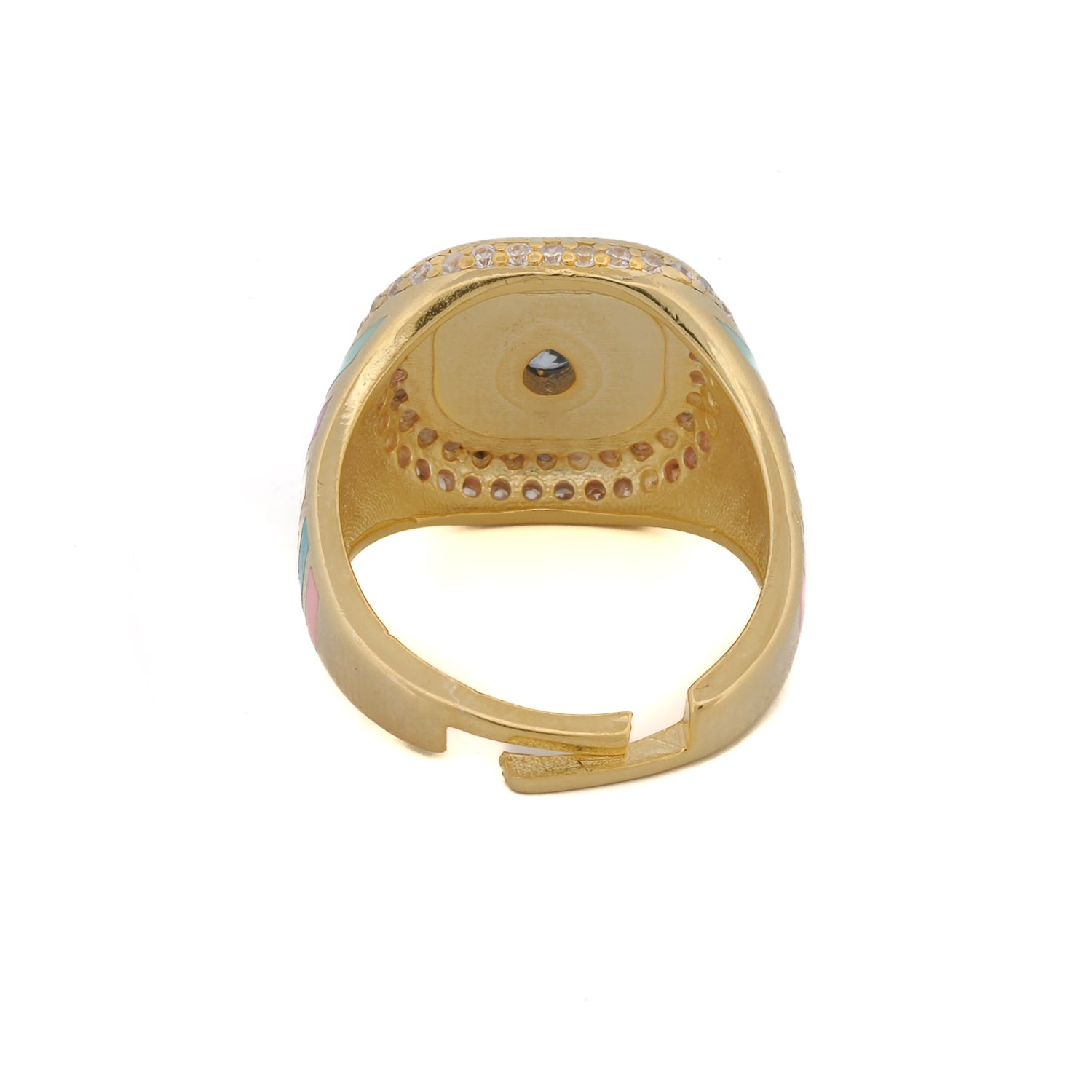 Everyday Elegance: Pastel Enamel &amp; Cz Diamond Gold Ring