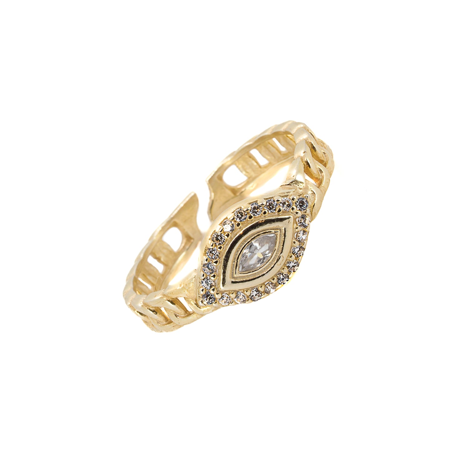 Handcrafted Evil Eye Gold Ring - Protection & Sophistication