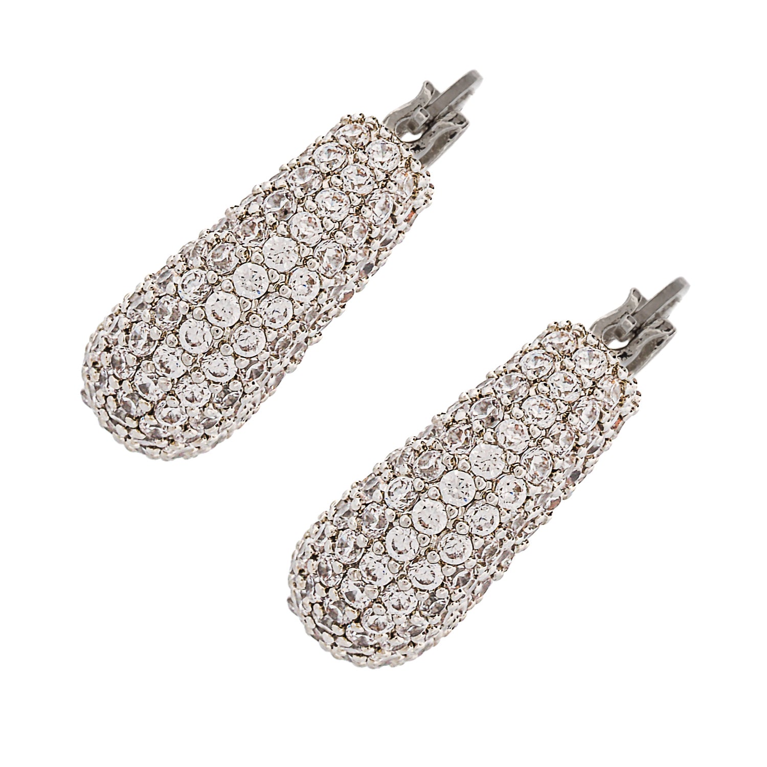 Handmade 18K white gold-plated earrings with dazzling CZ diamonds