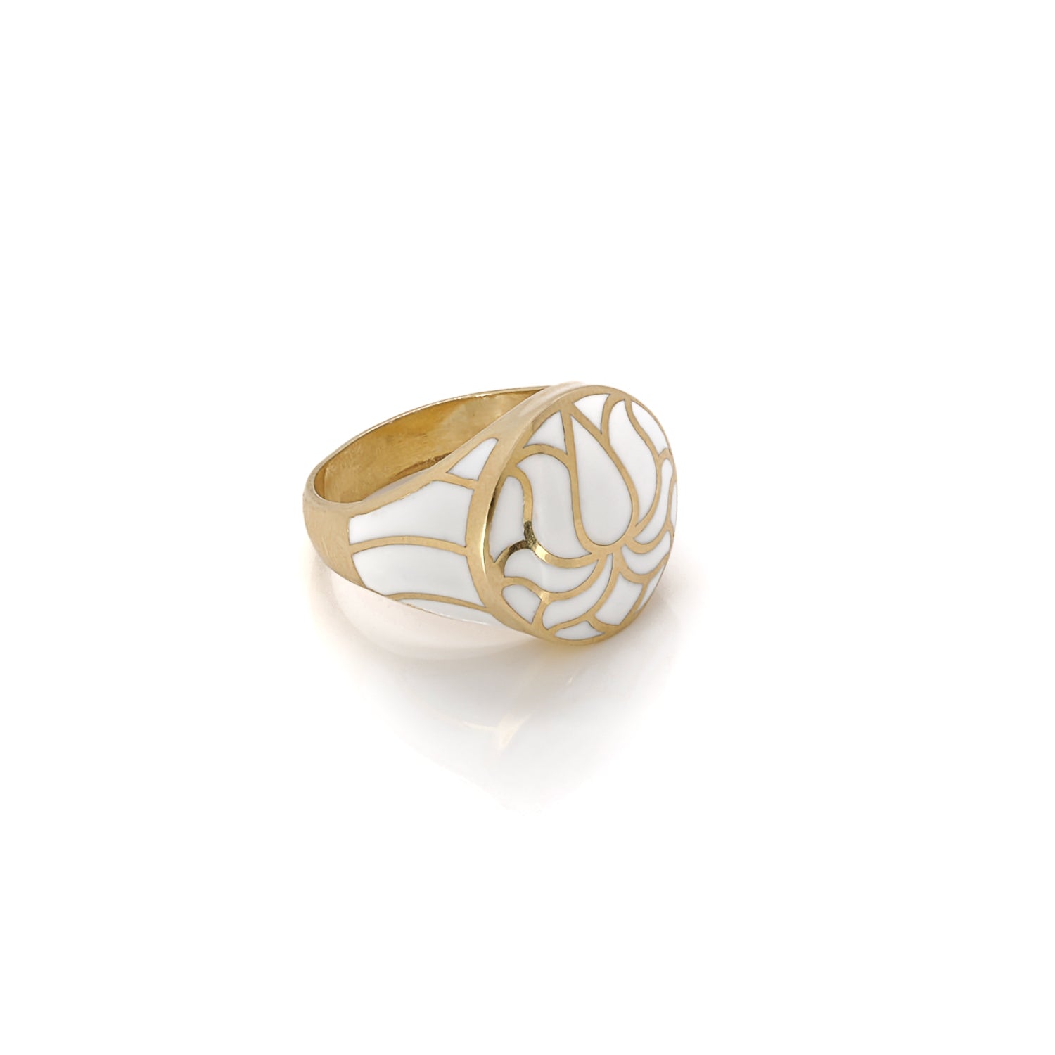 Lotus Blossom Ring - Sterling Silver & Enamel, Handmade in USA