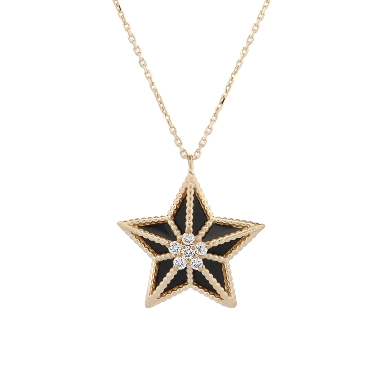 14K Yellow Gold Necklace with Diamond Star Pendant for Elegance and Inspiration
