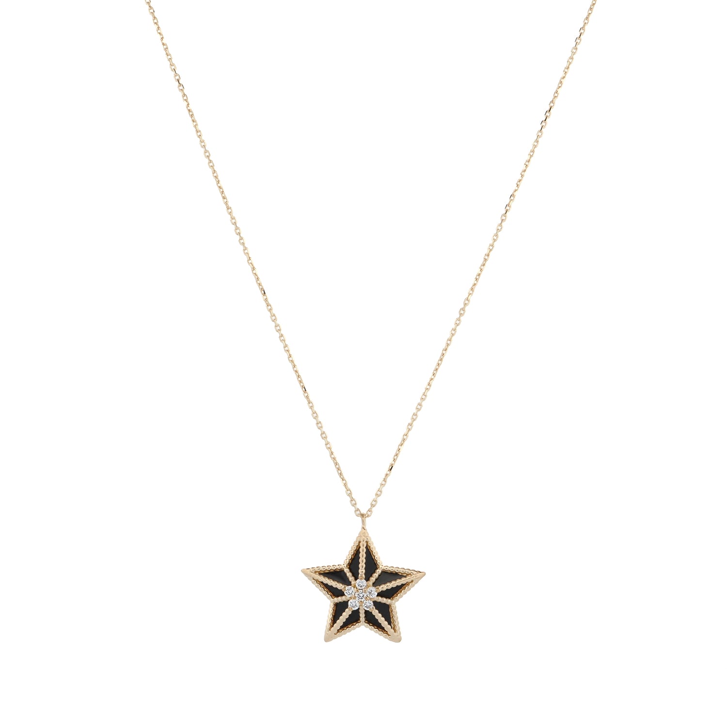 Handcrafted 14K Gold Necklace with Radiant Star Pendant and Sparkling Diamonds
