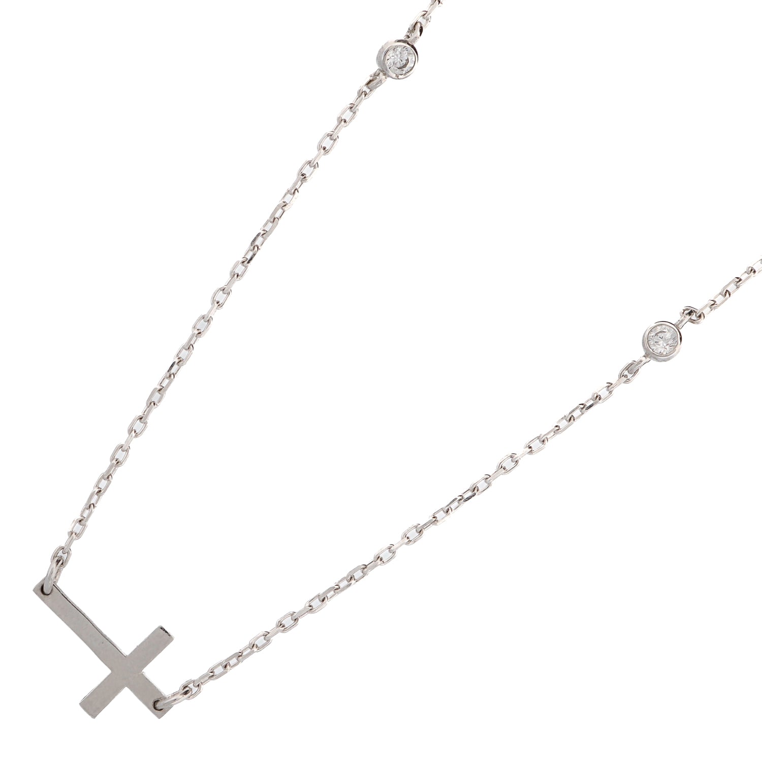 Refined sterling silver necklace featuring a gold cross pendant and diamond accents, perfect for any occasion