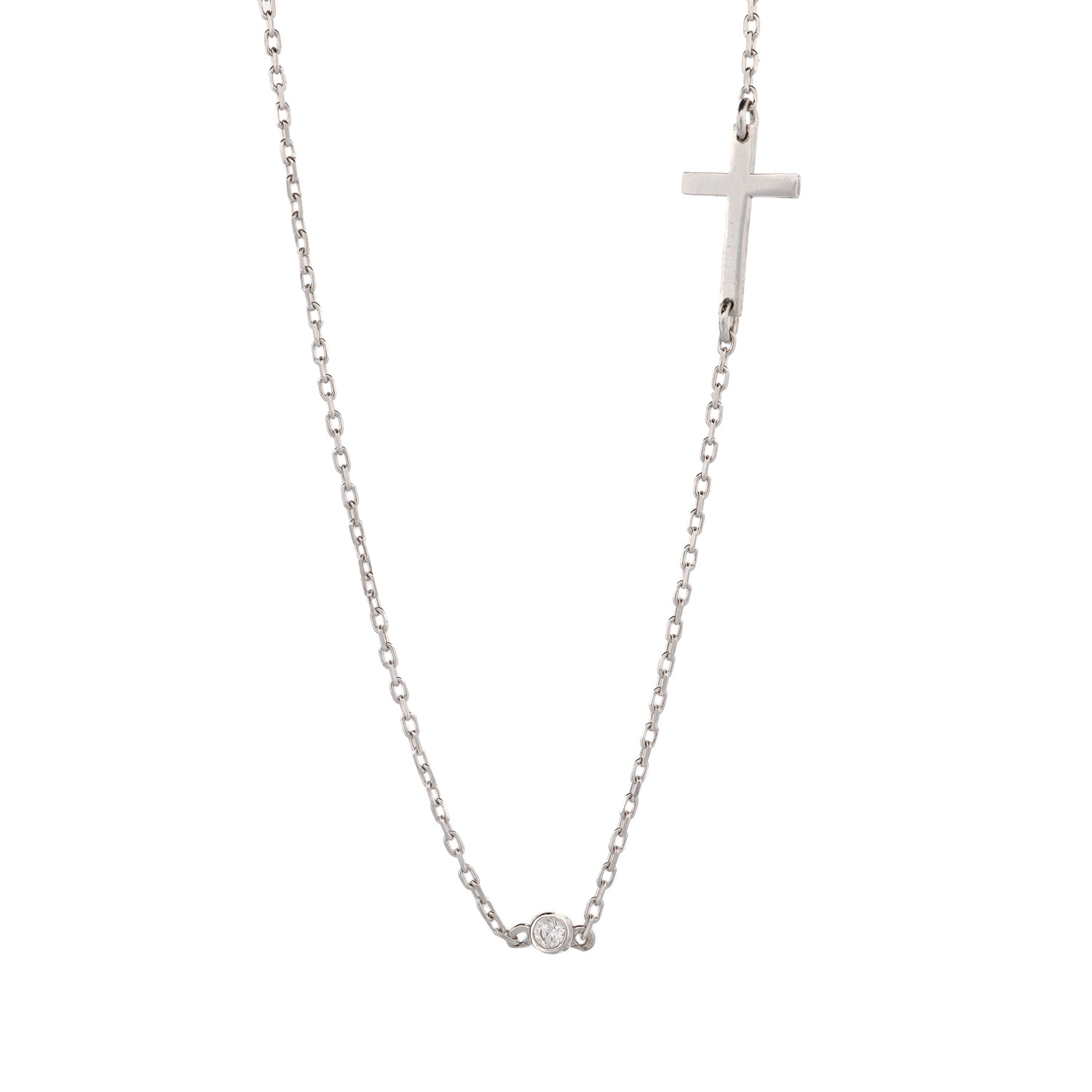 Sophisticated necklace with a sterling silver chain, gold-plated cross charm, and CZ diamond embellishments