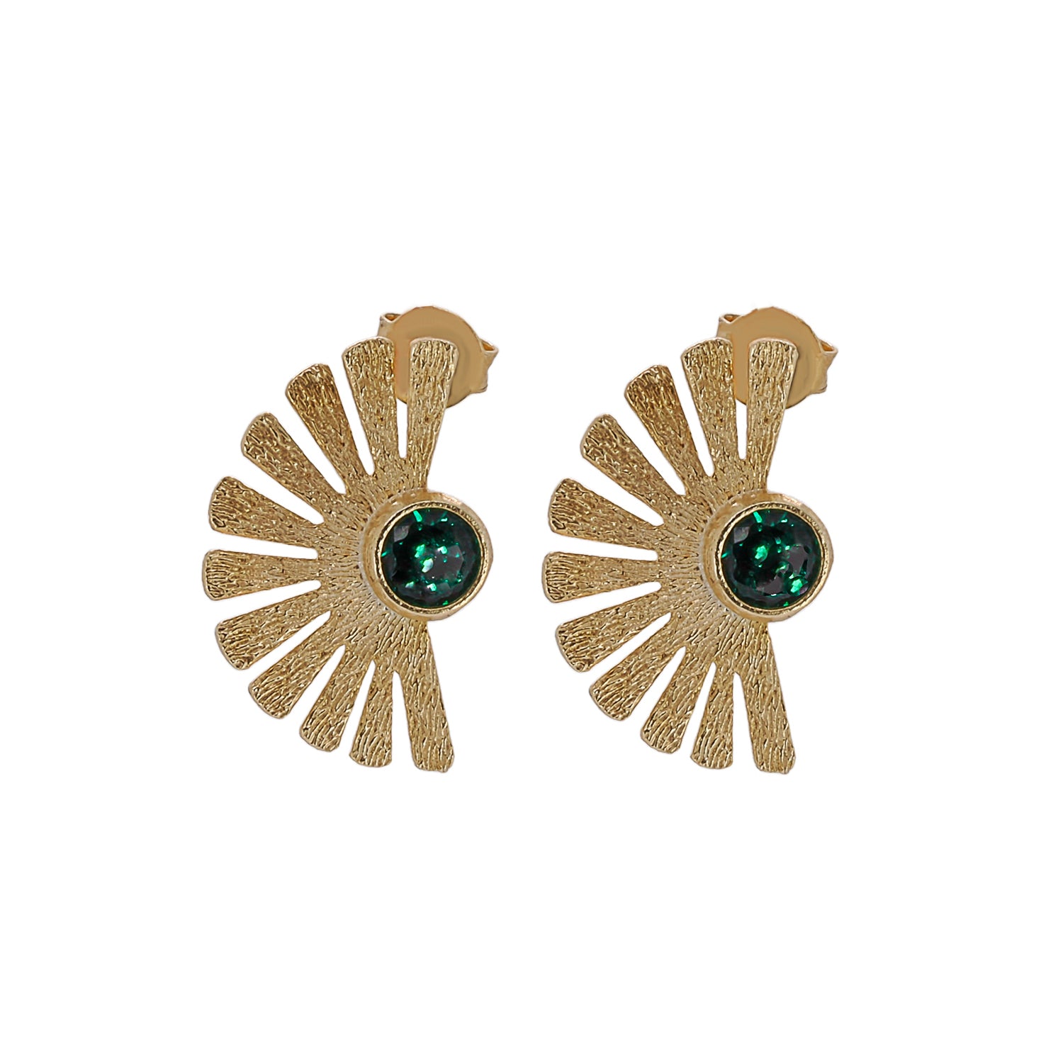 Sterling Silver Gold Plated Jade Gemstone Cleopatra Earring