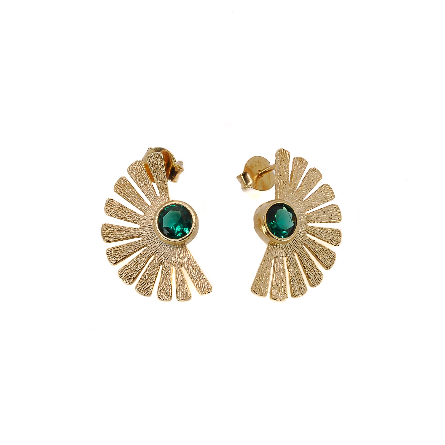 Sterling Silver Gold Plated Jade Gemstone Cleopatra Earring