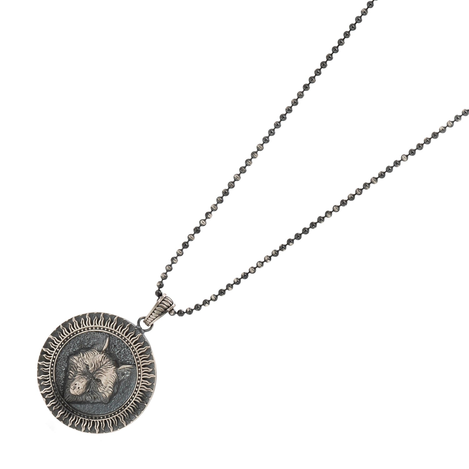 Spirit Animal Wolf Symbol Pendant Sterling Silver Necklace