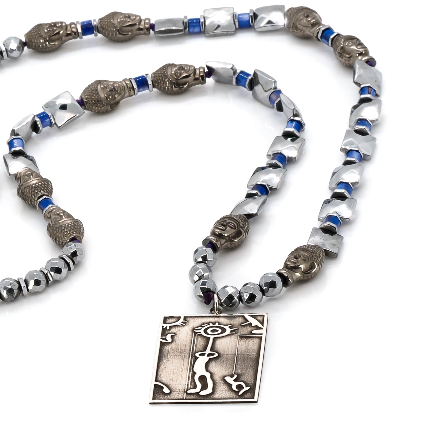 Handmade Necklace with Sterling Silver Shaman Pendant