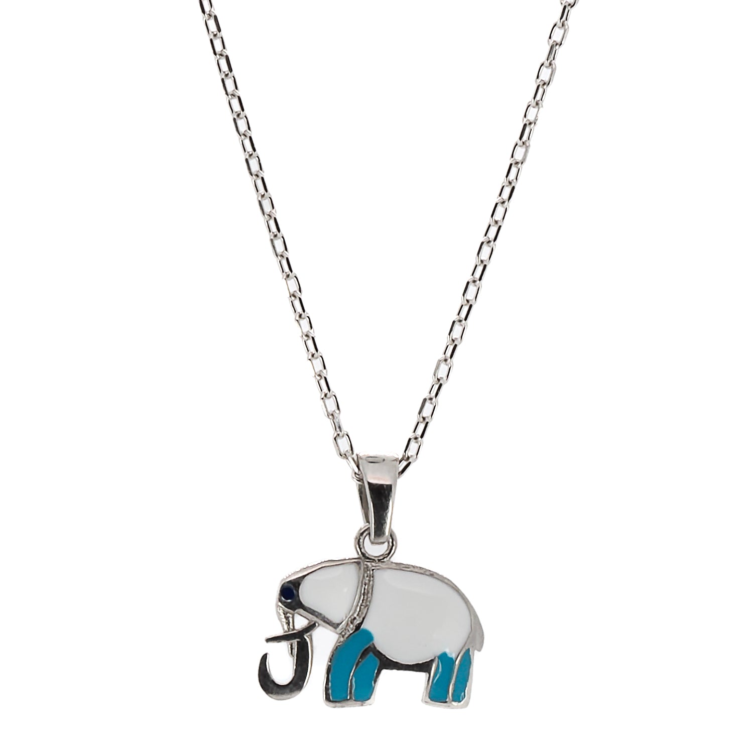 The Sterling Silver Turquoise Elephant Necklace, a stunning handmade jewelry piece featuring a lucky elephant pendant.