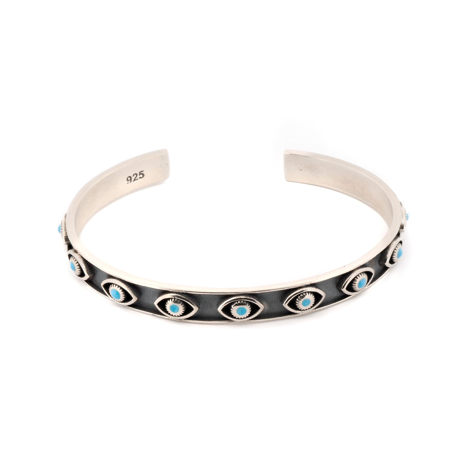 Sterling Silver Turquoise Evil Eye Cuff Bracelet