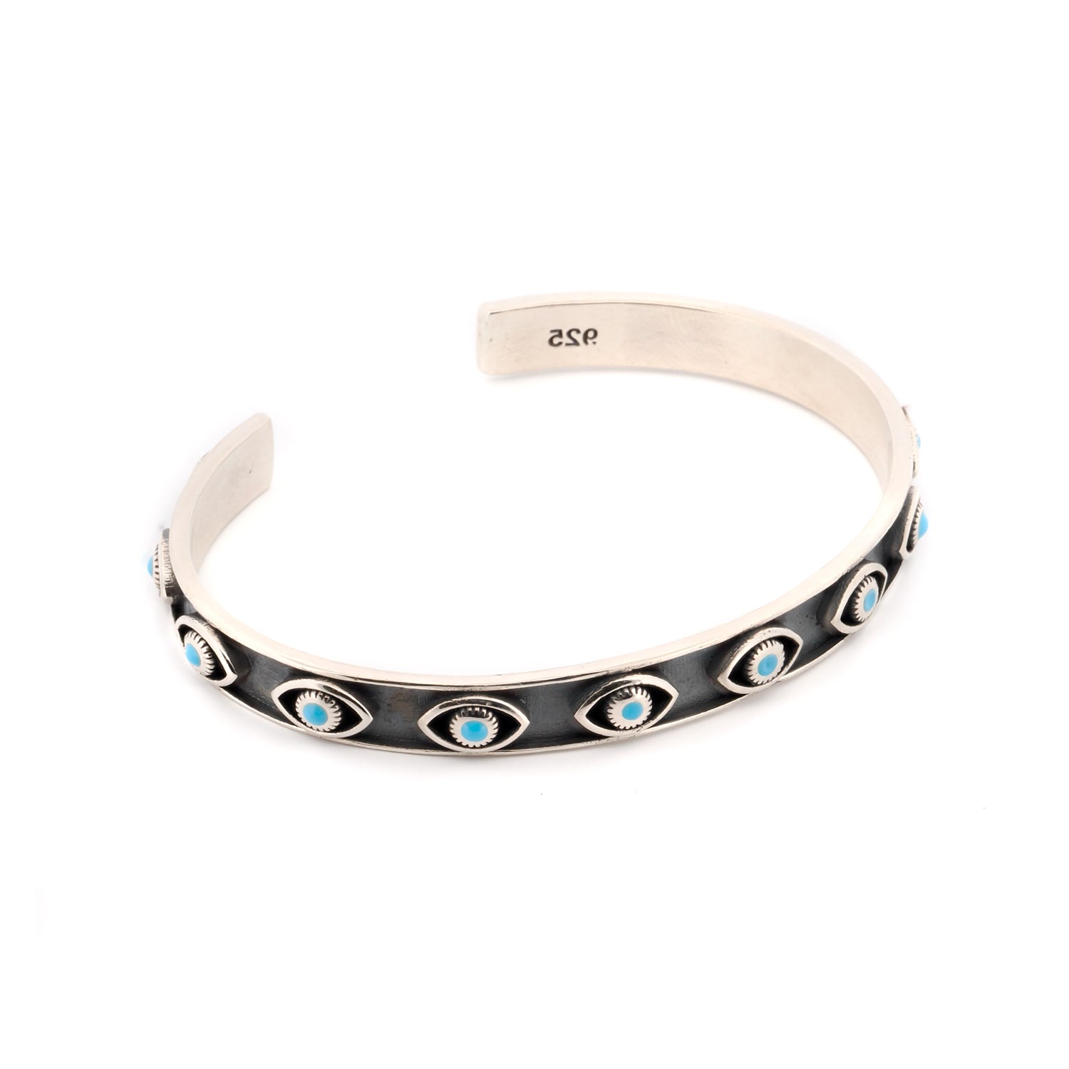 Sterling Silver Turquoise Evil Eye Cuff Bracelet