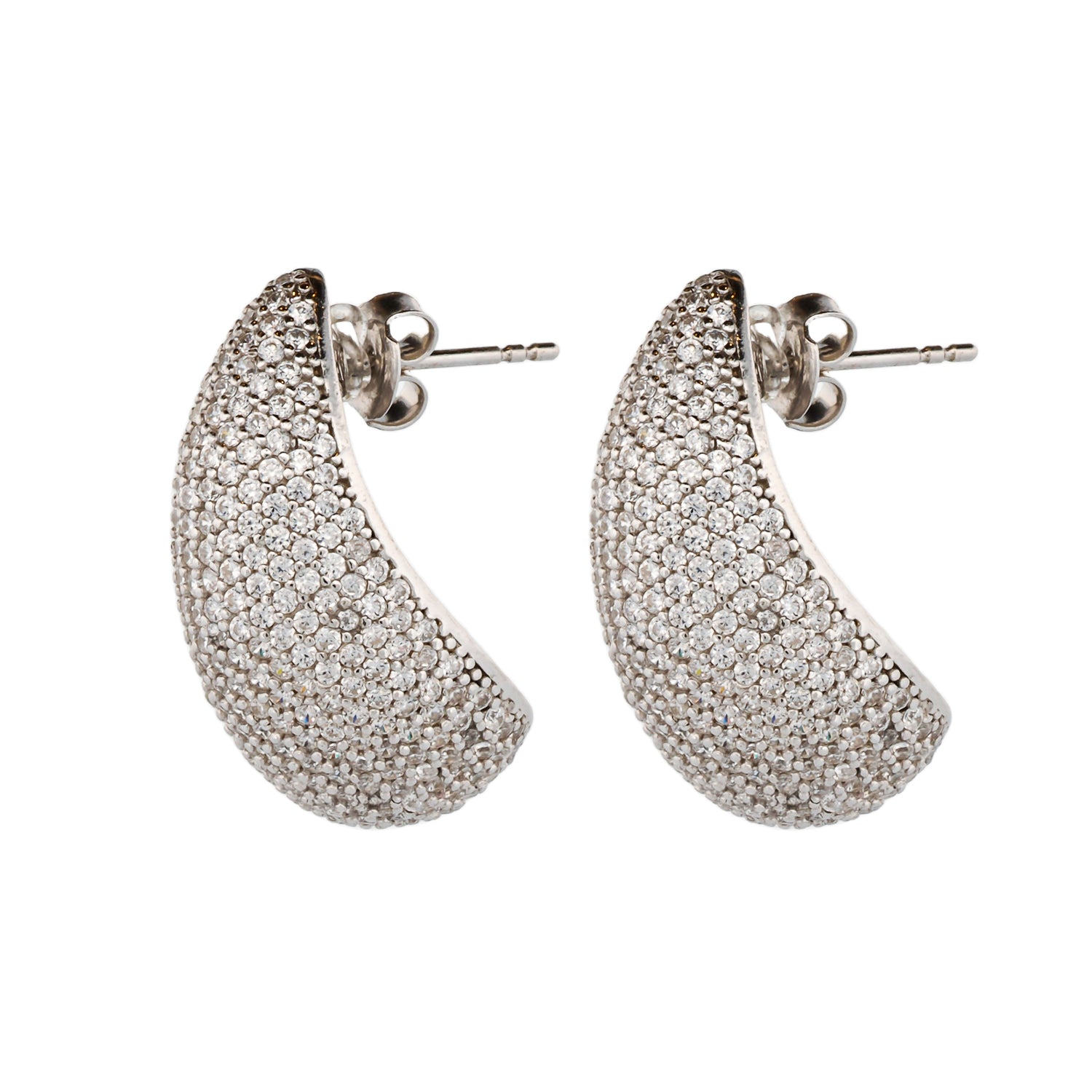 Glamour and Refinement: Sterling Silver & Cz Diamond Earrings