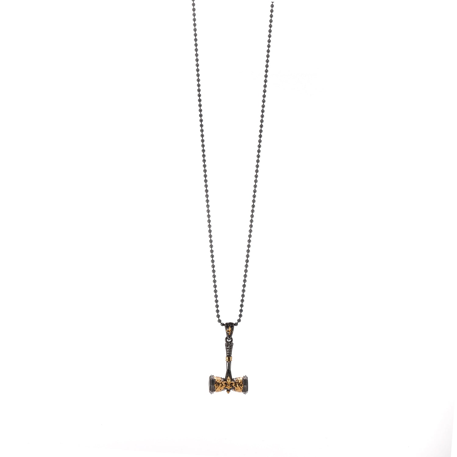 Elegant and rugged Sterling Silver & Gold Hammer Pendant Necklace, perfect for adding a unique touch to any outfit