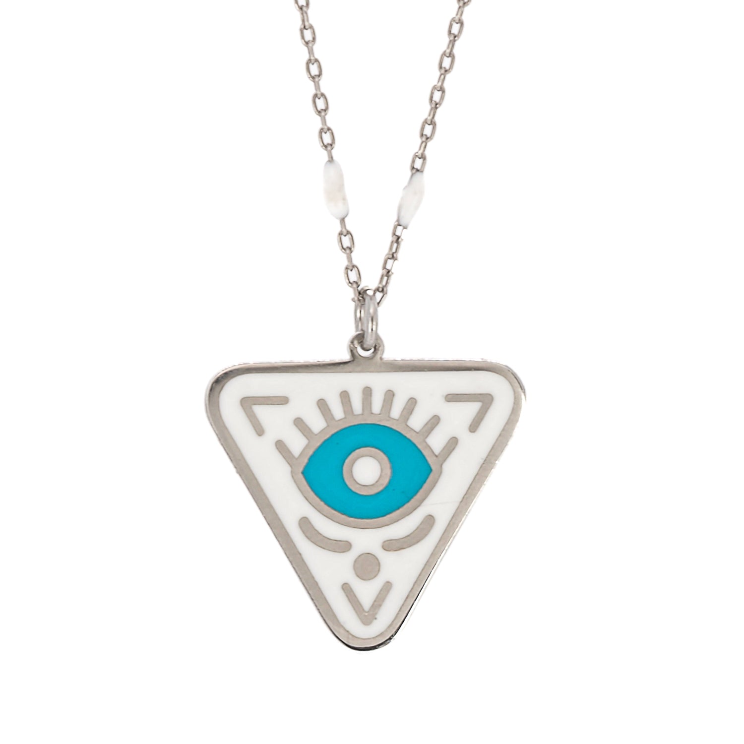 Sterling Silver Turquoise Evil Eye Chakra Necklace - Elegance meets protection.