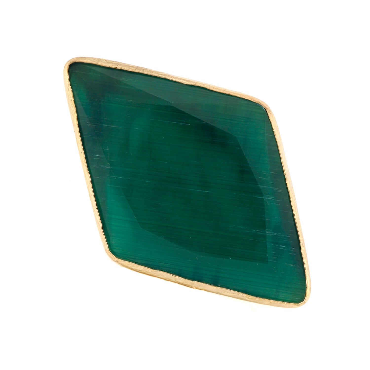 Elegant green cat eye stone ring set in 24K gold-plated brass, designed for a striking look