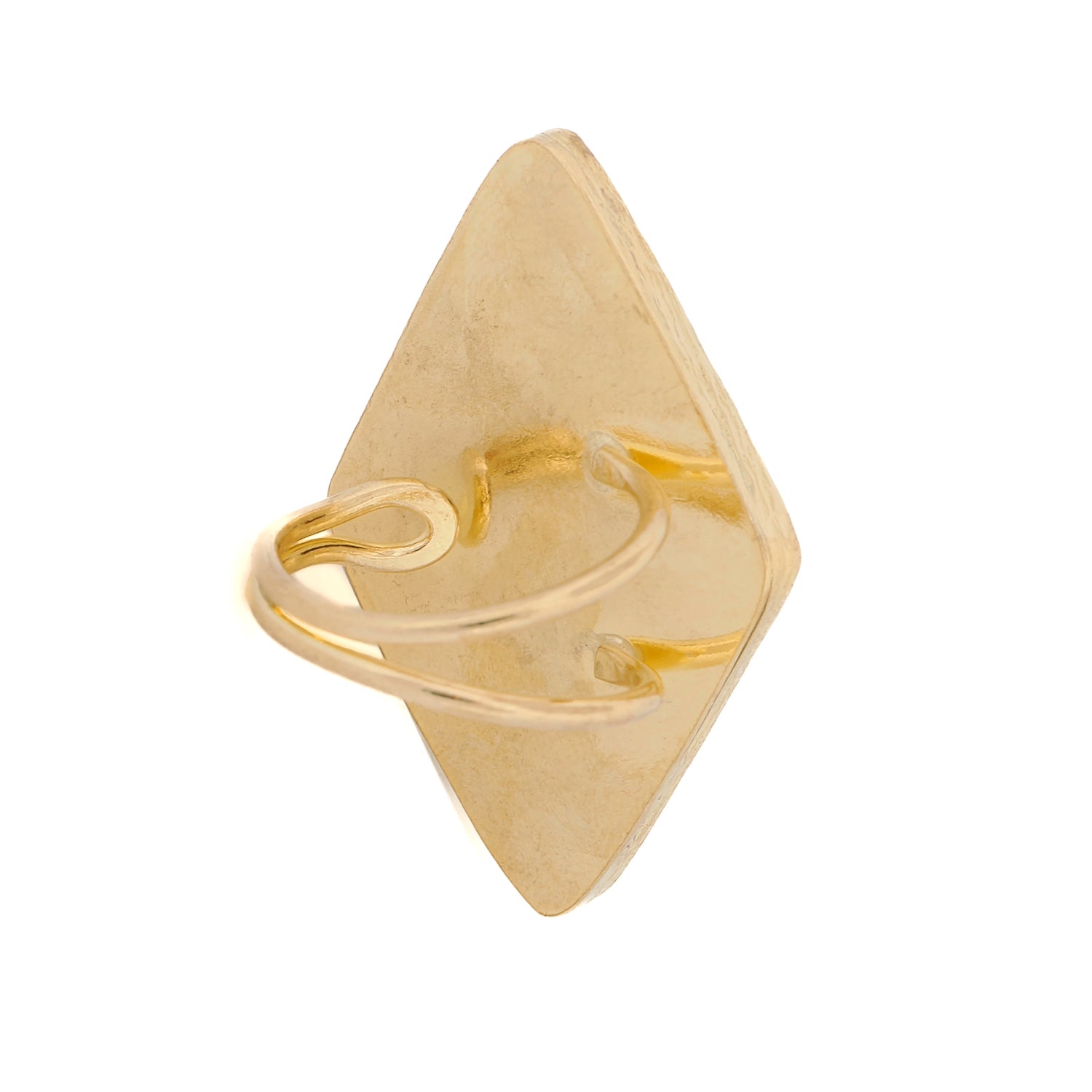 Adjustable 24K gold-plated brass ring with a captivating green cat eye stone for a bold statement