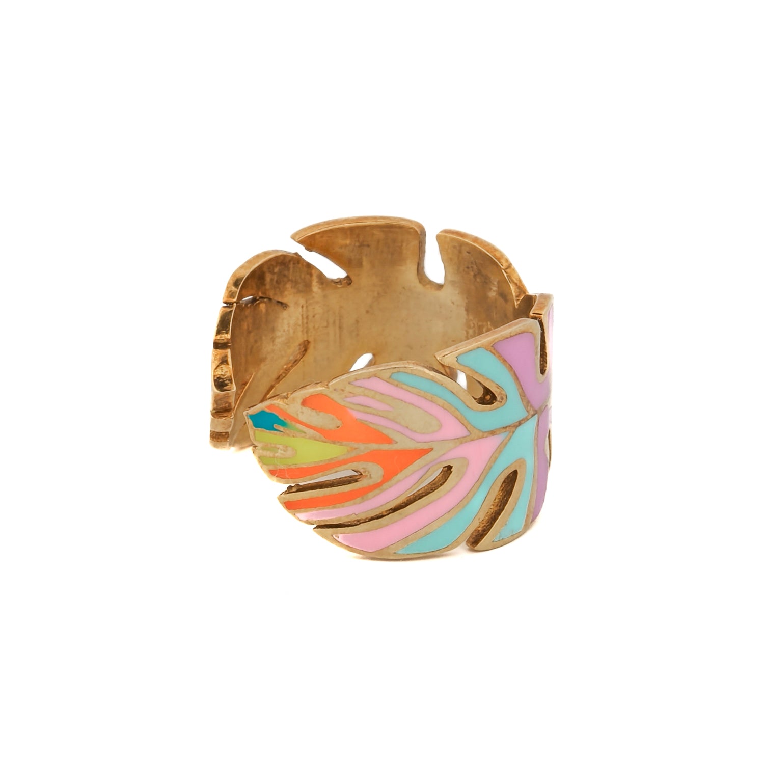 Summer Enamel Pastel Colors Gold Adjustable Ring