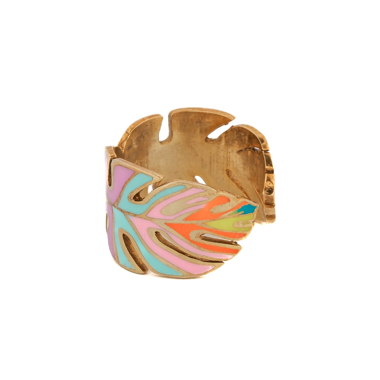 Summer Enamel Pastel Colors Gold Adjustable Ring