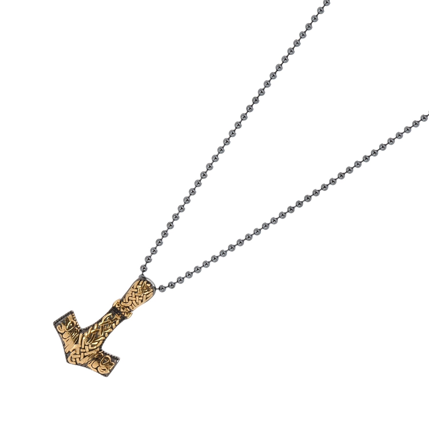 Symbol of strength: Sterling Silver & Gold Pendant - Thor's Mjölnir
