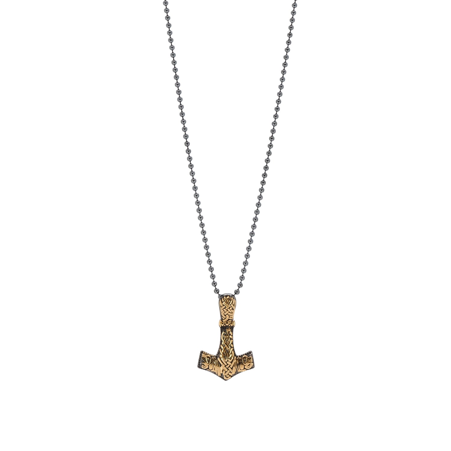 Norse mythology-inspired: Thor Hammer Sterling Silver & Gold Necklace