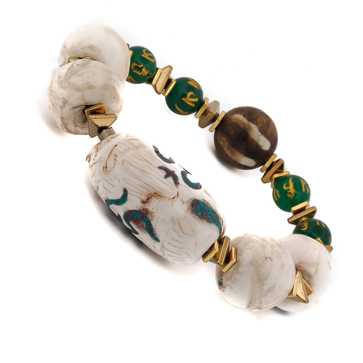 Tibetan Green Mantra Yoga Meditation Beaded Bracelet Set