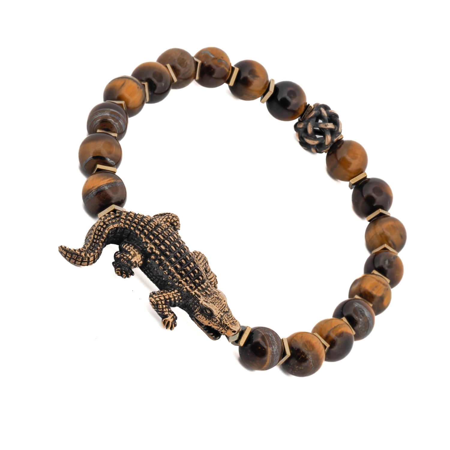 Tiger&#39;s Eye Stone Crocodile Beaded Bracelet