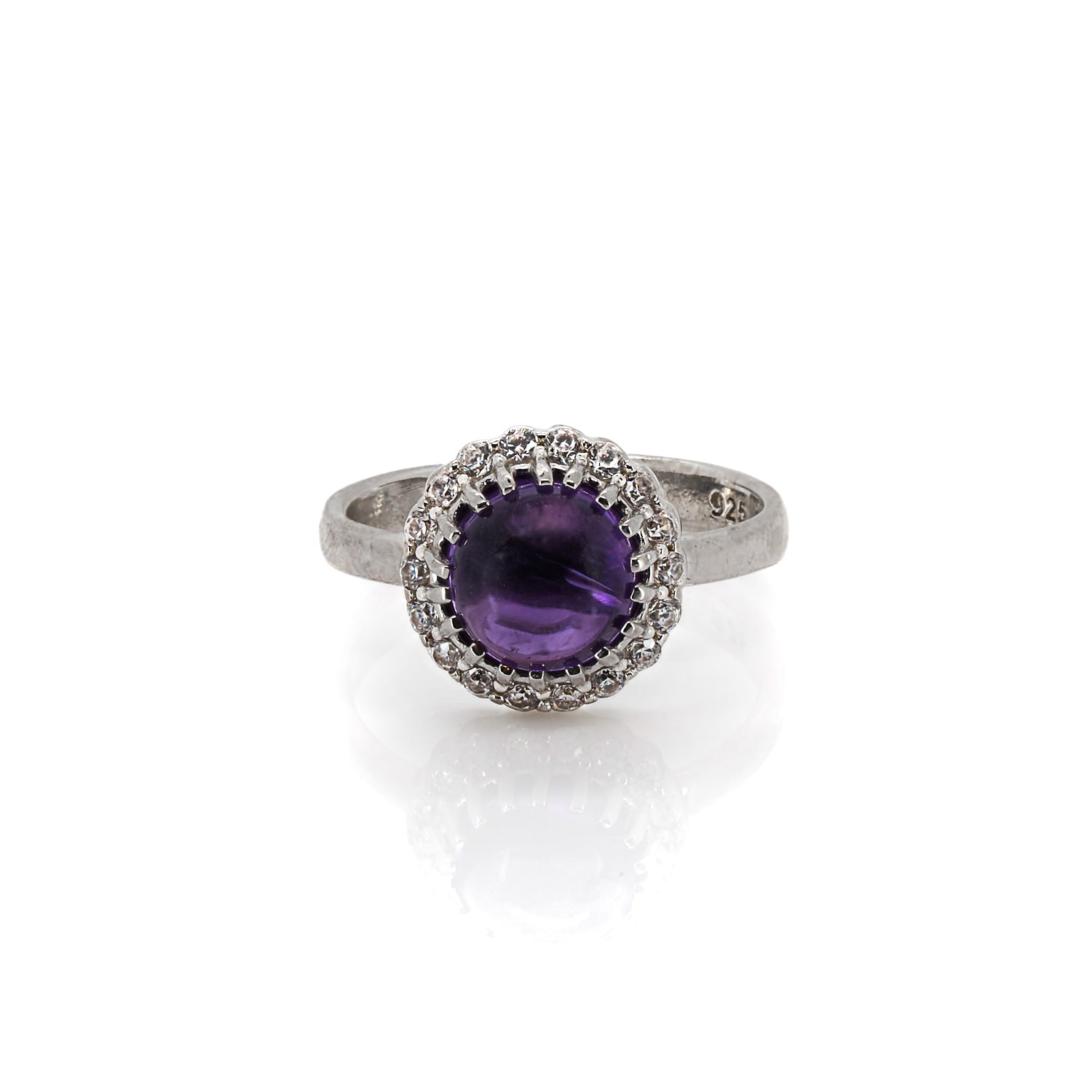 Amethyst &amp; Cz Diamond Ring - Tranquil Lavender Elegance