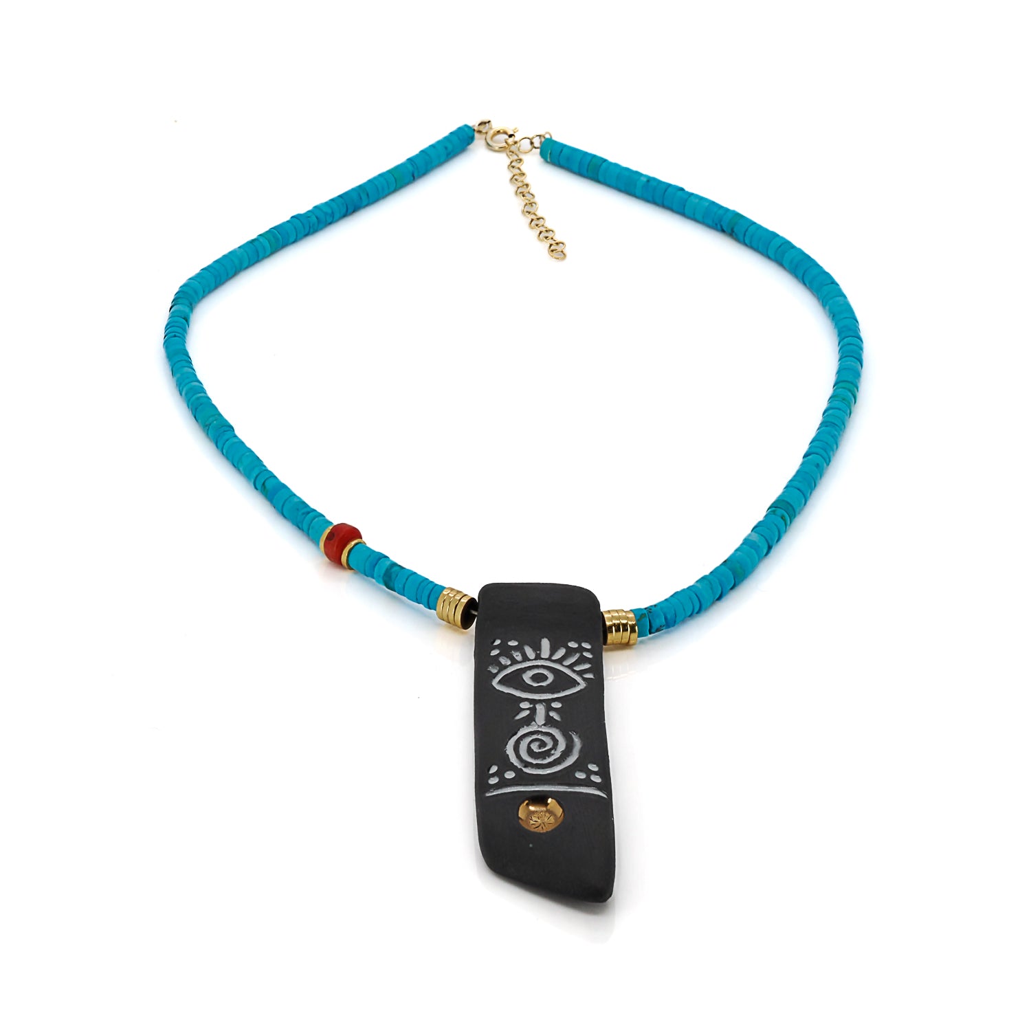 Turquoise Beaded Talisman Necklace