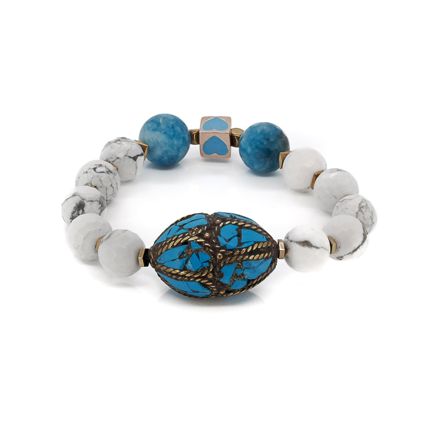 Turquoise Chunky Nepal Beaded Bracelet - Celebrating Nepal's Artistry.