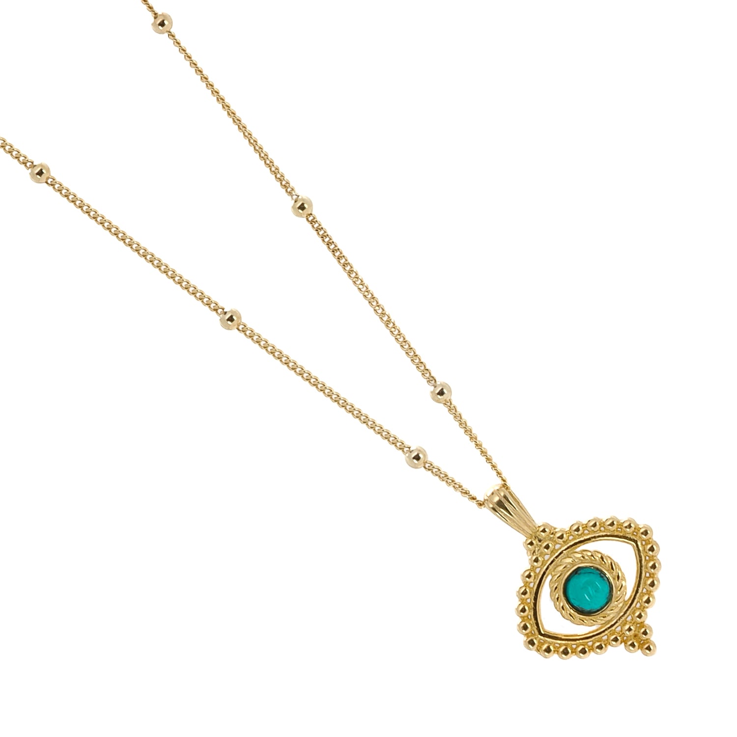 Blend of Meaning and Style: Model Wearing Turquoise Gold Necklace