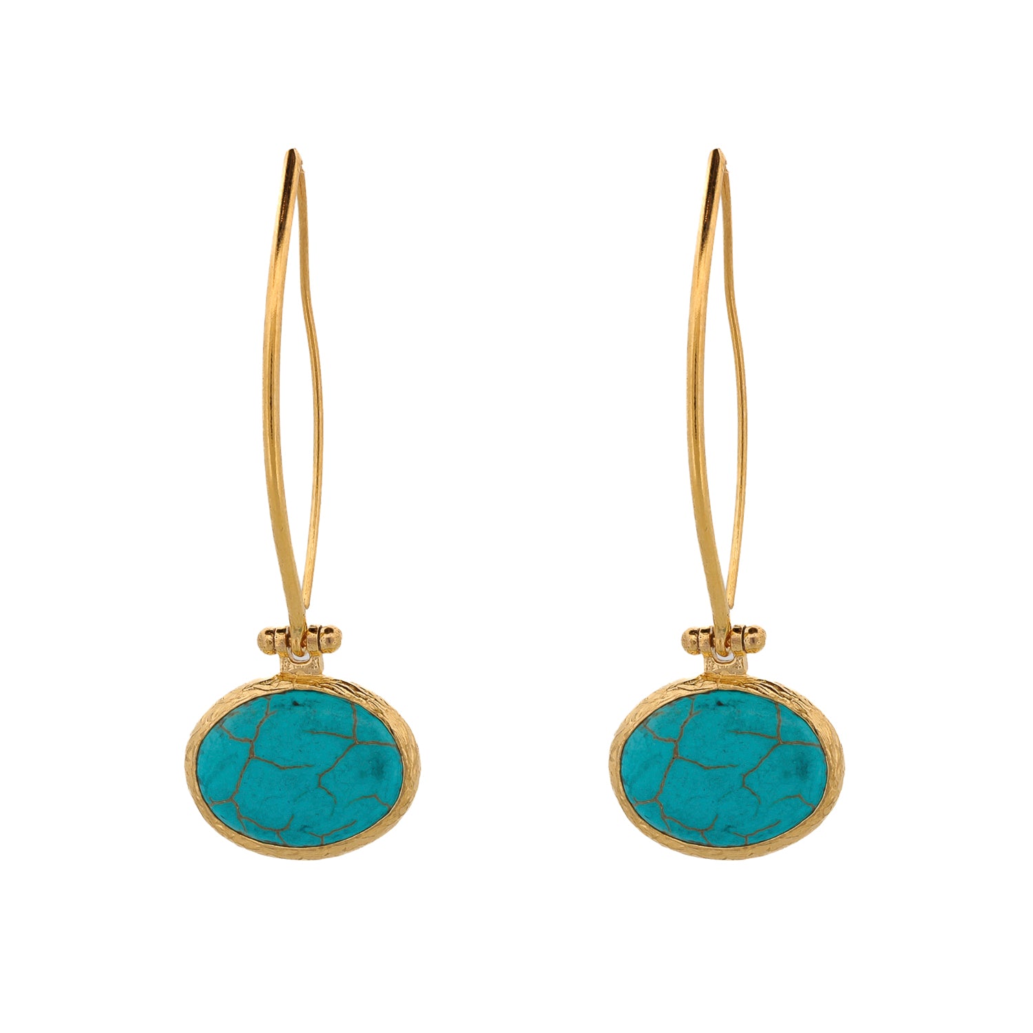 Elegant Turquoise Dangle Earrings with 18K Gold Plating
