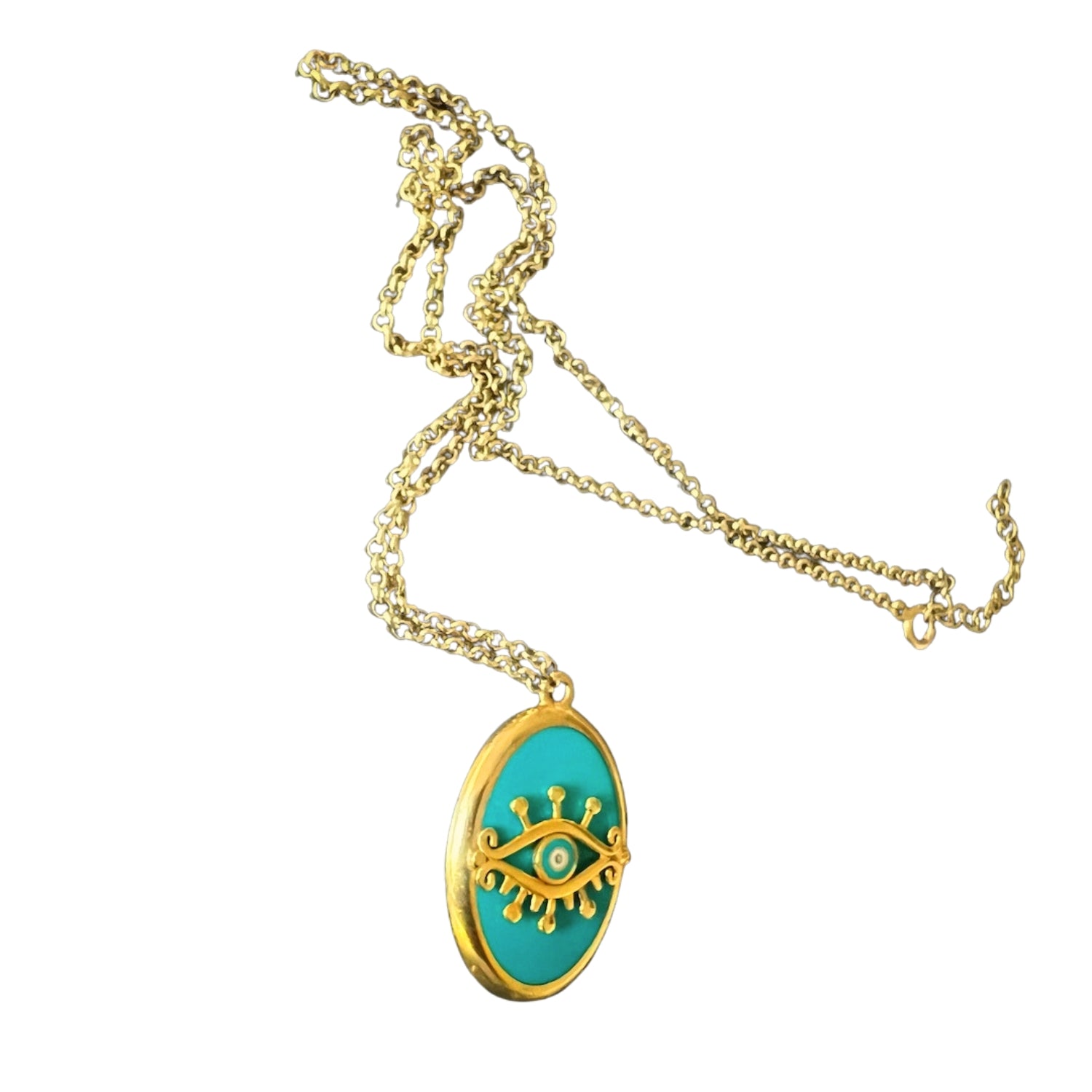 Turquoise Gold Evil Eye Necklace