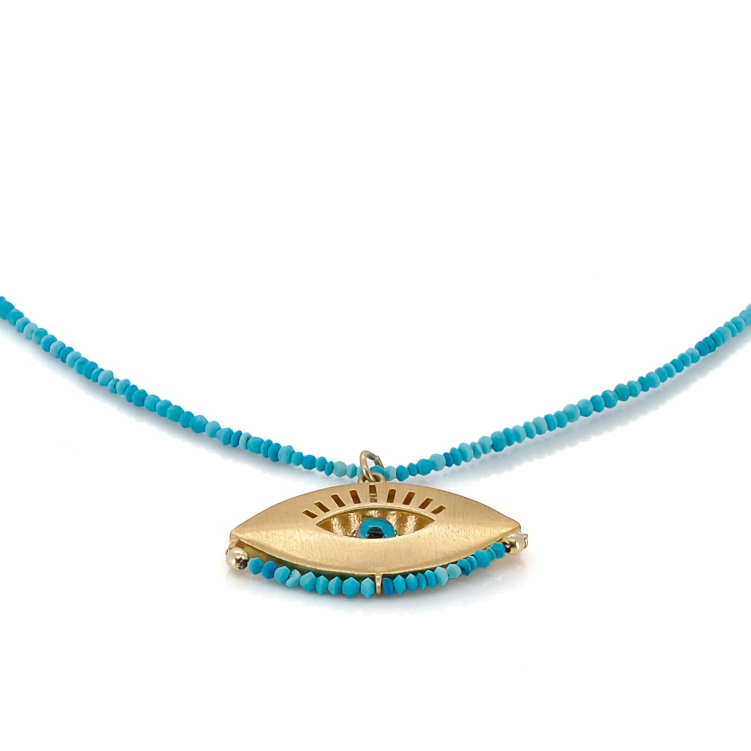 Handcrafted Turquoise Stone Beads Necklace.