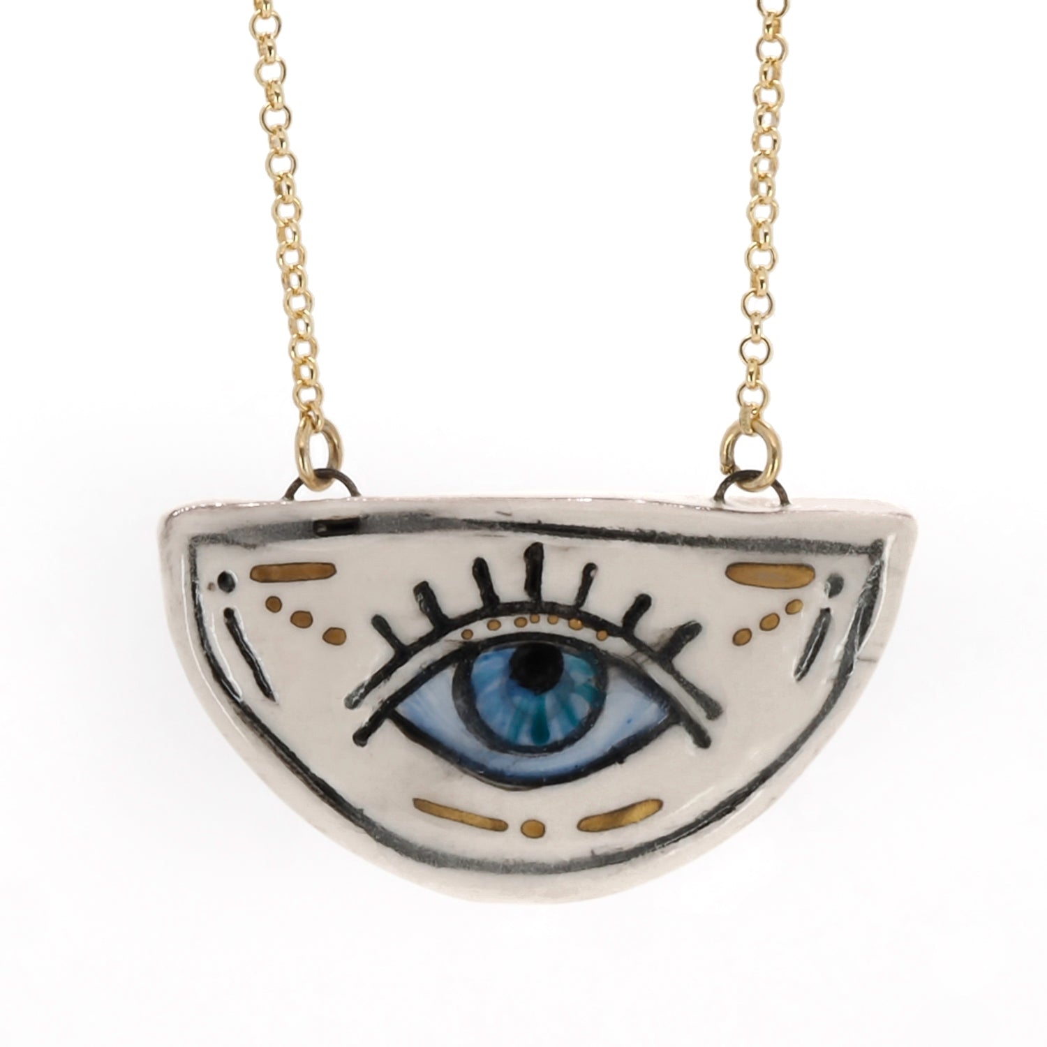 Sterling Silver Necklace with 18K Gold Plated Chain and Norse Runes Symbol