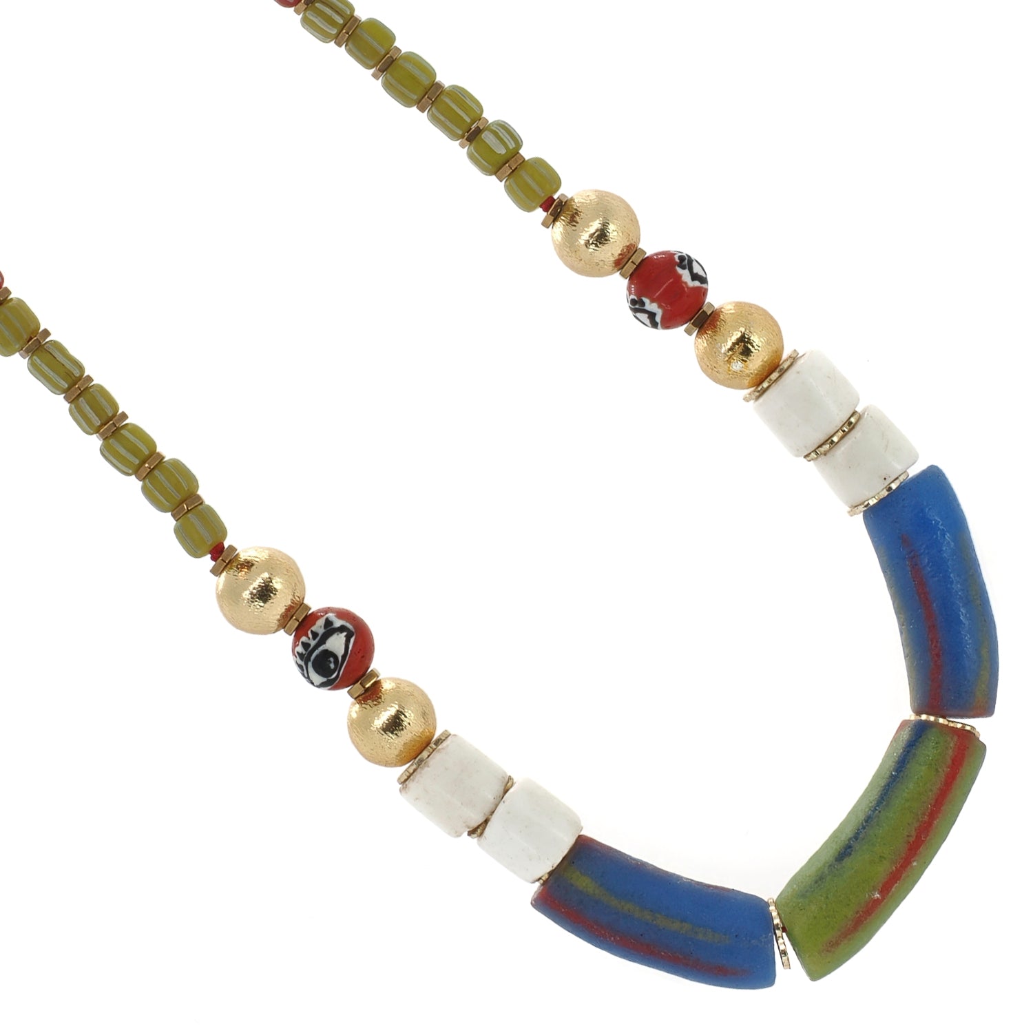 African Bead &amp; Evil Eye Statement Choker Necklace