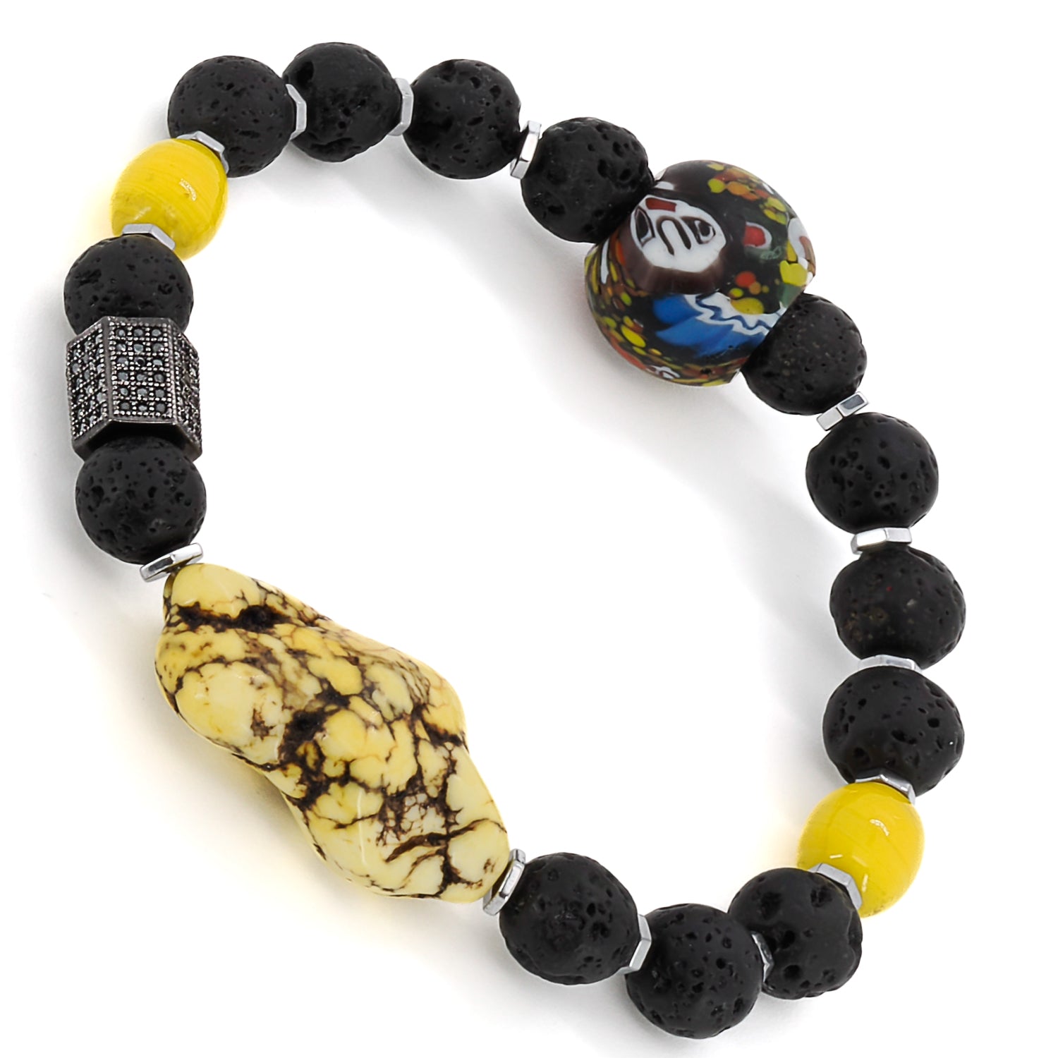 Vibrant yellow African beads on the African Yellow Turquoise Bracelet, adding a pop of color and celebrating the spirit of African culture.