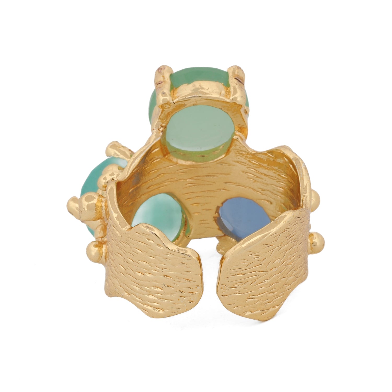 Aqua Chalcedony Gold Goddess Adjustable Ring
