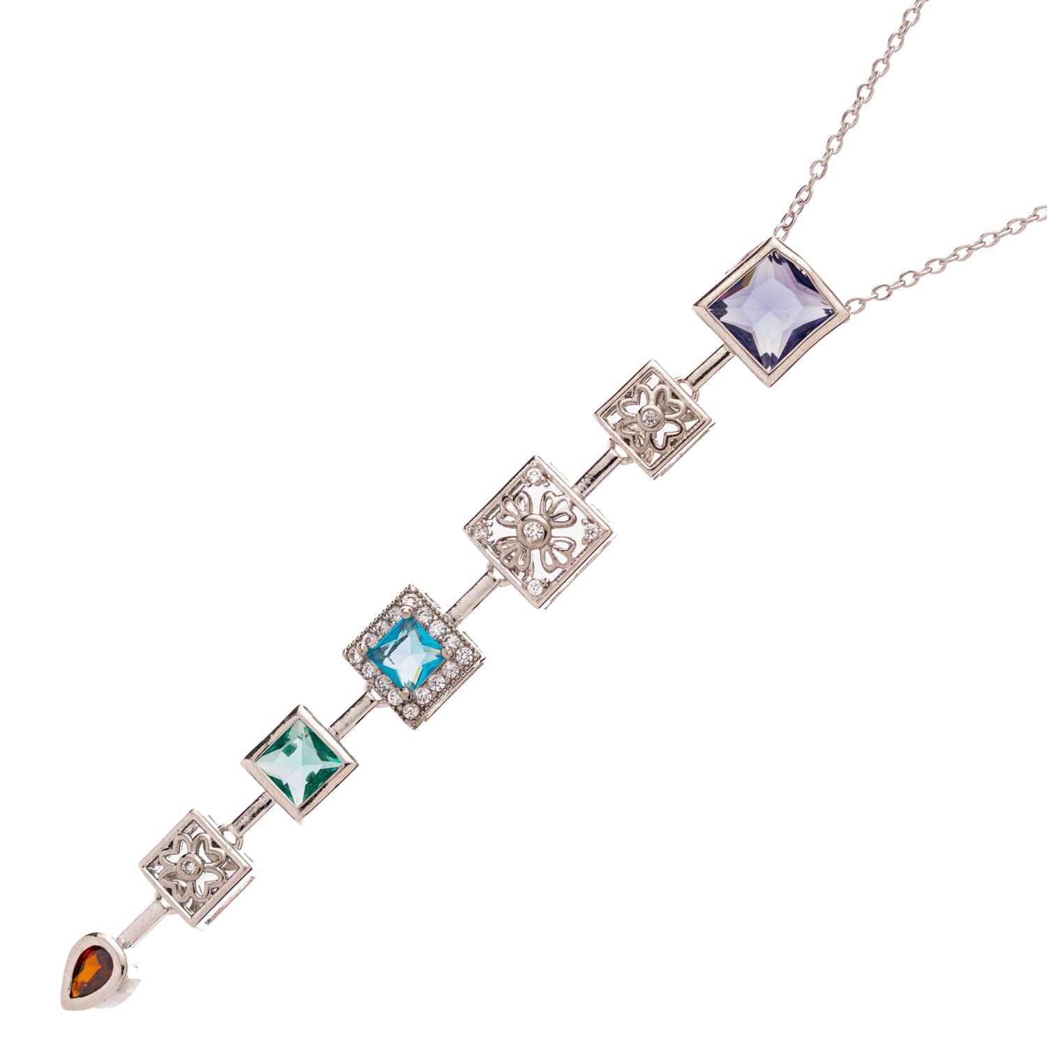 Aurora Multicolor Gemstone Y-Drop Statement Necklace