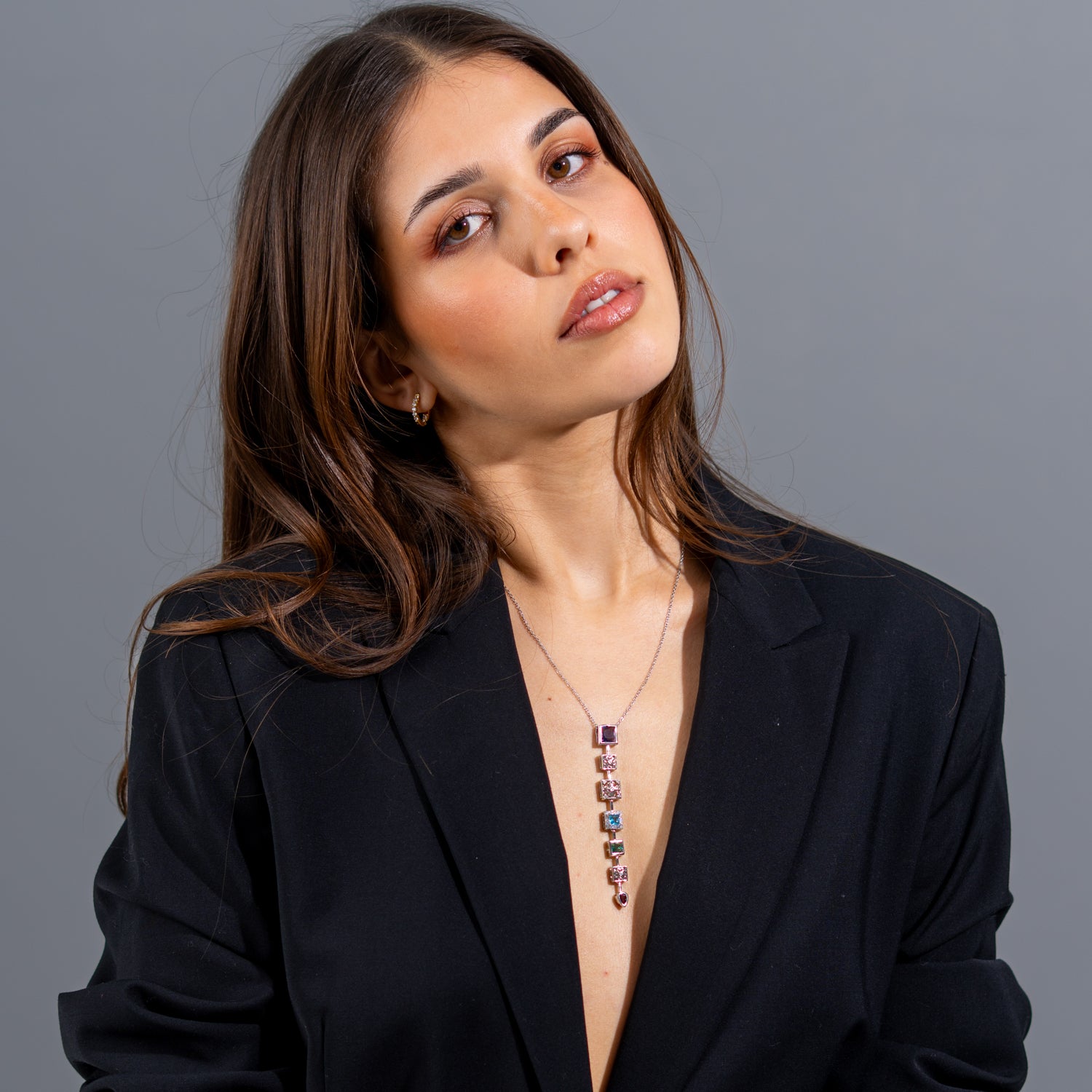 Aurora Multicolor Gemstone Y-Drop Statement Necklace